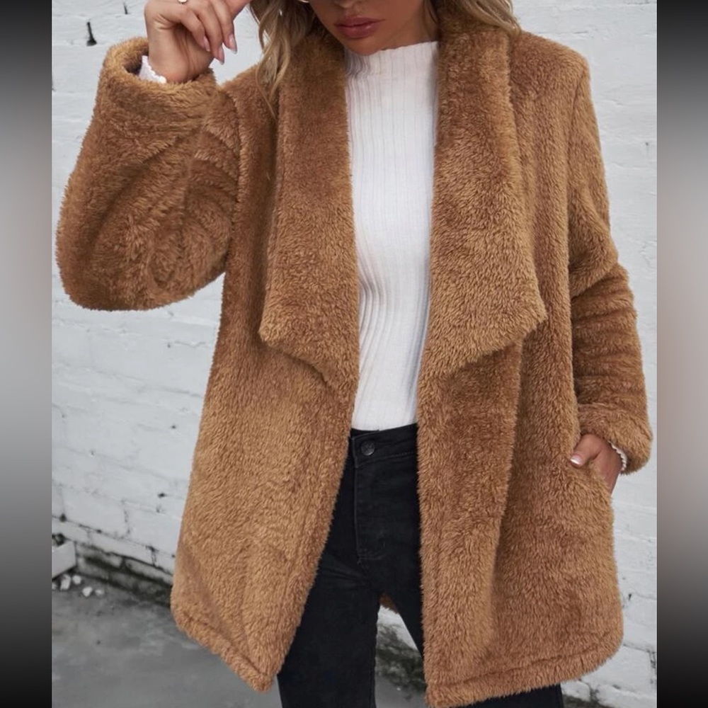 SHEIN WATERFALL COLLAR COAT SZ M